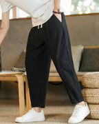 Men's Tapered Drawstring Cotton Trousers