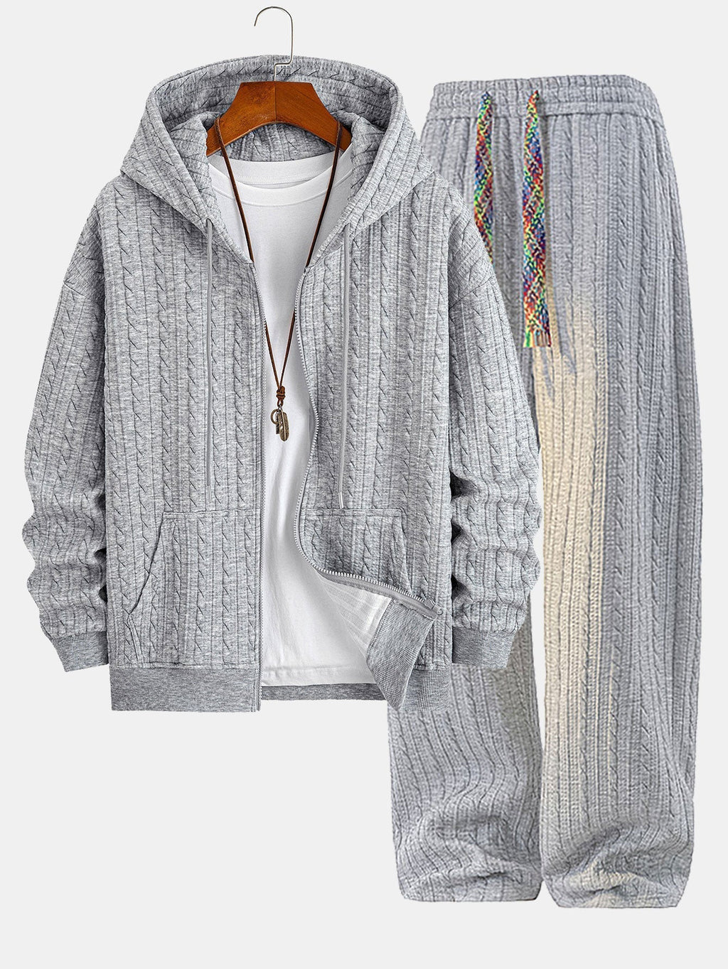Men's Jacquard Zip Hoodie Tracksuit