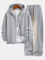 Men's Jacquard Zip Hoodie Tracksuit