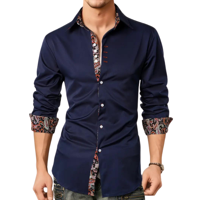 Men's Tailored Shirt with Printed Trim