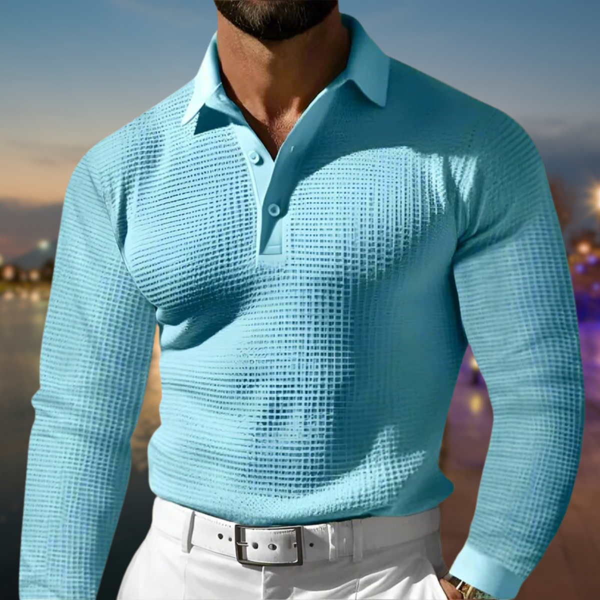 Men's Textured Placket Polo