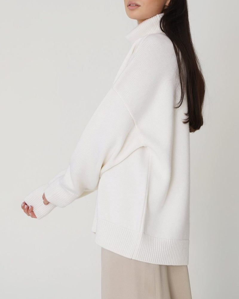 Women's Dropped-Shoulder Roll Neck Jumper
