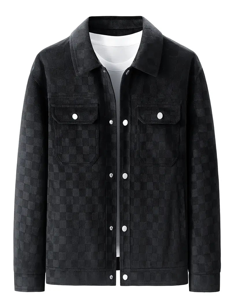 Men's Snap Button Printed Utility Jacket