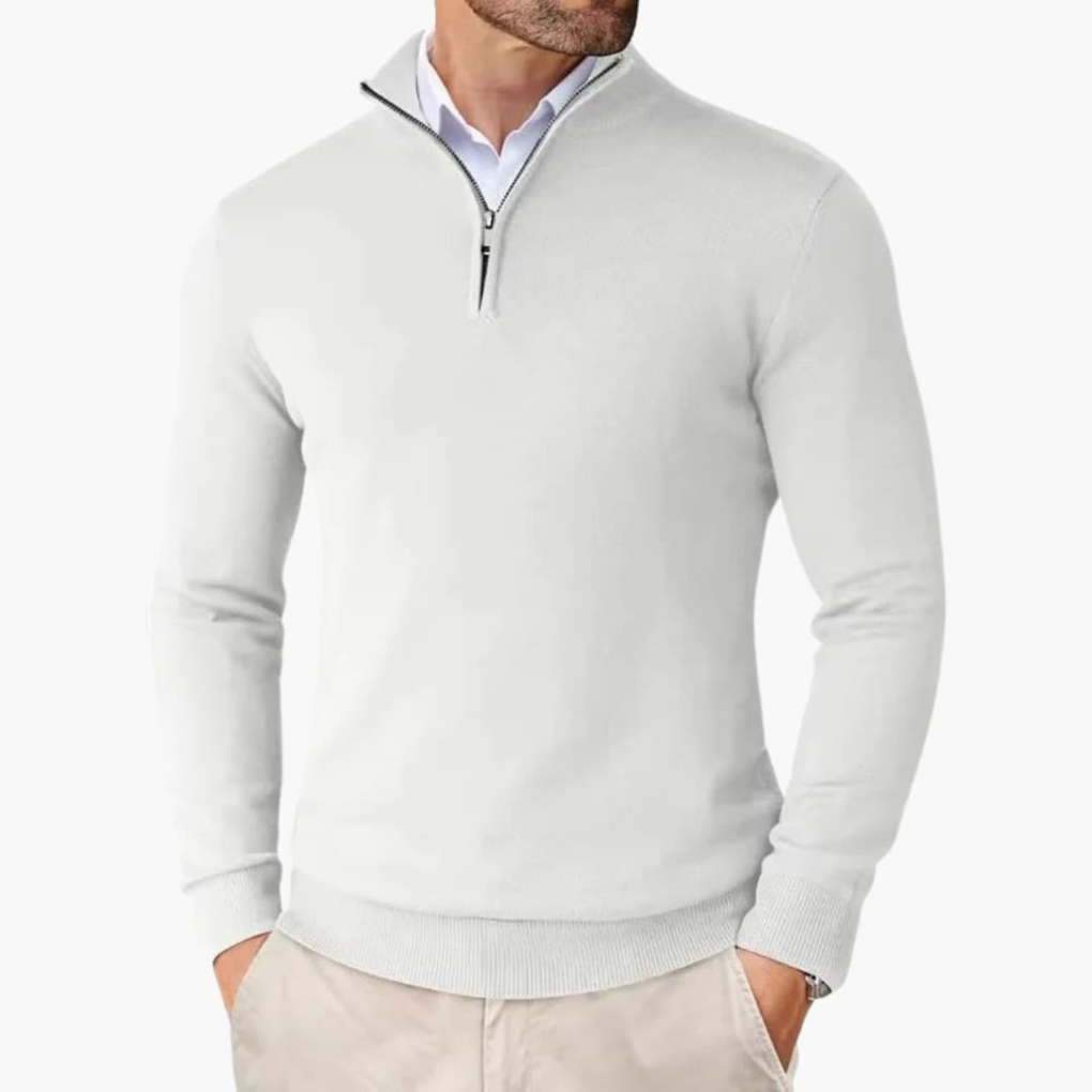 Men's Ribbed Hem Quarter Zip Jumper
