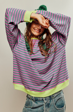 Women's Balloon-Sleeve Striped Sweatshirt