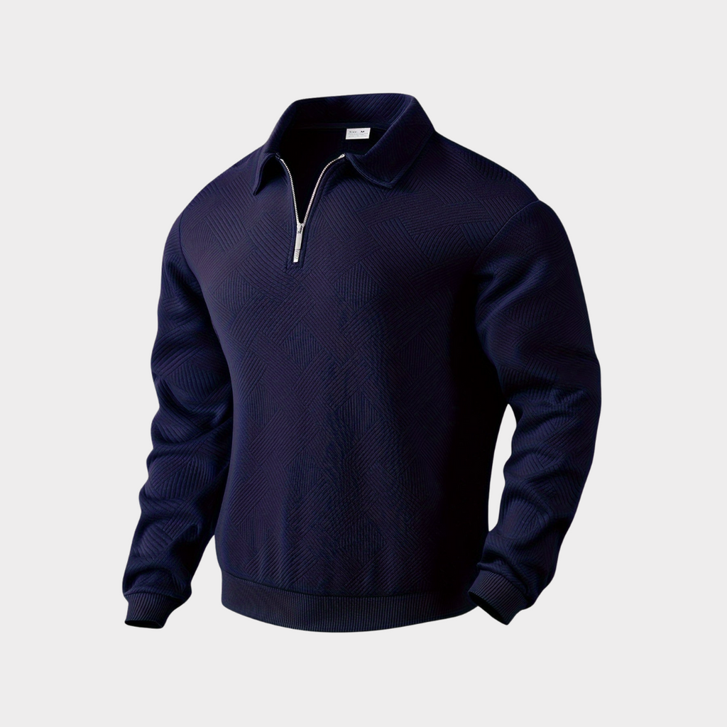 Men's Textured Half-Zip Polo Sweatshirt