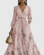Women's Pleated Ribbon-Tie Maxi Dress