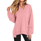 Women's Oversized V-Neck Tunic Sweatshirt