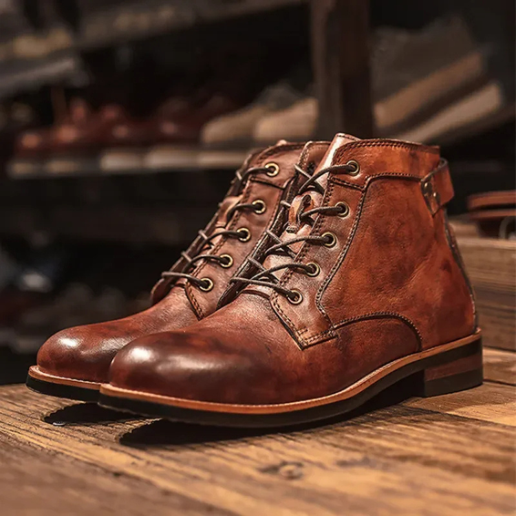 Men's Leather Look Lace Up Boots