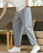 Men's Tapered Drawstring Cotton Trousers
