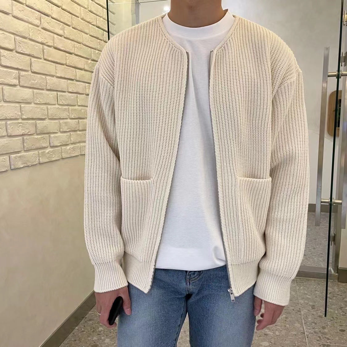 Men's High Collar Knit Jumper