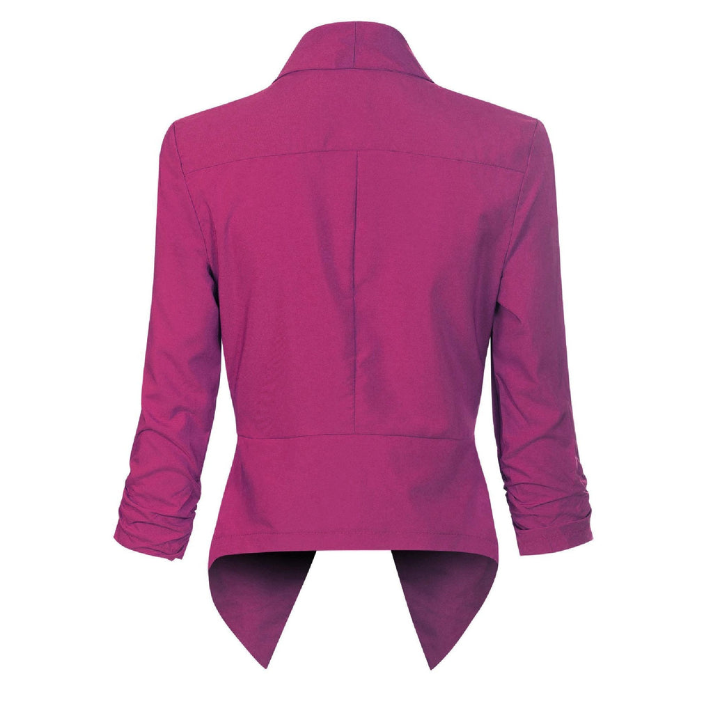 Women's Ruched-Sleeve Open-Front Blazer