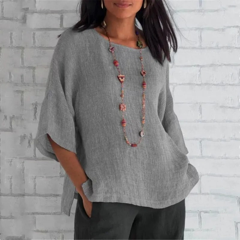 Women's V-Neck Linen Tunic