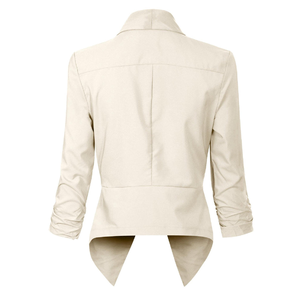 Women's Ruched-Sleeve Open-Front Blazer