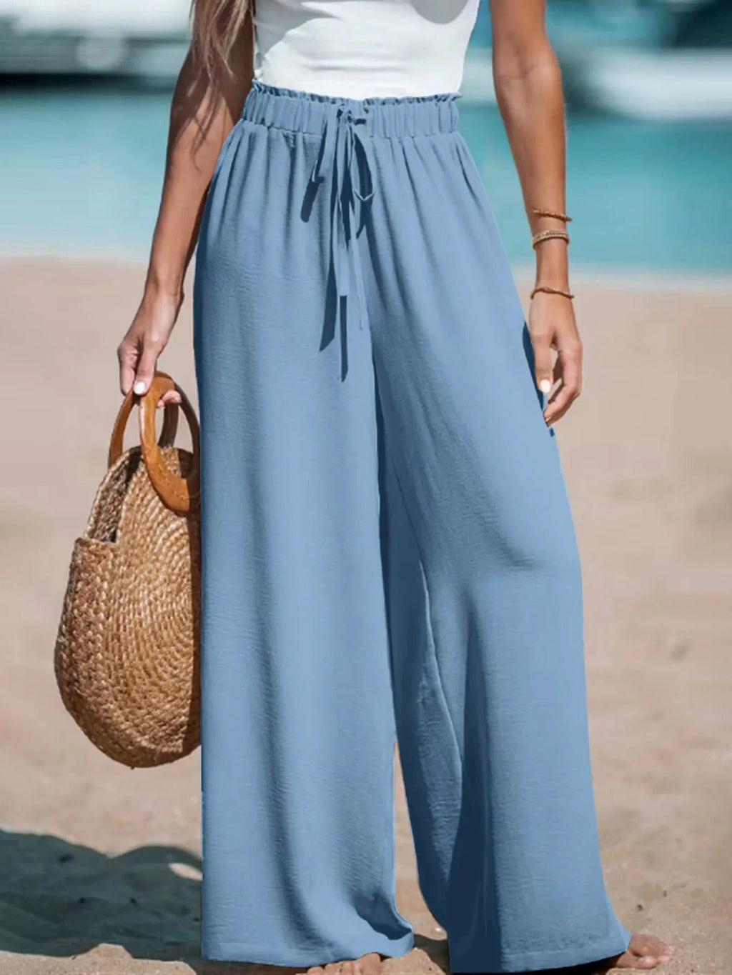 Women's Wide-Leg Tie-Waist Trousers