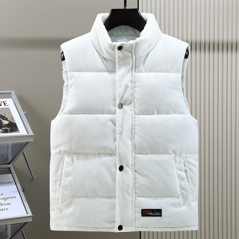 Men's High Collar Padded Corduroy Gilet