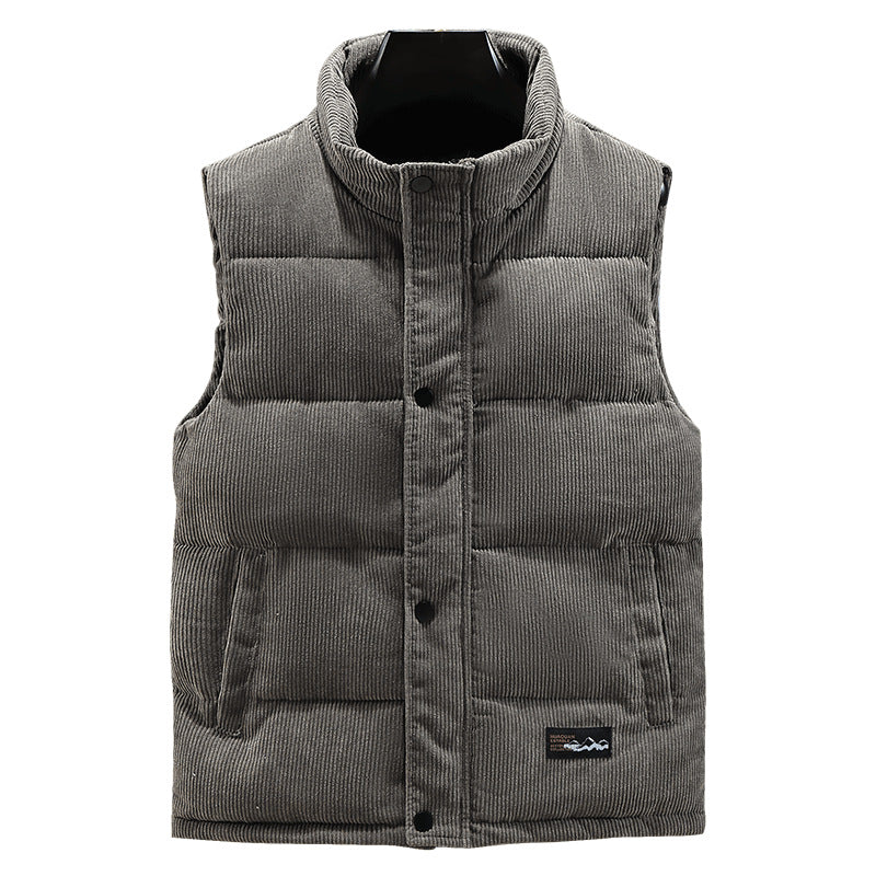 Men's High Collar Padded Corduroy Gilet