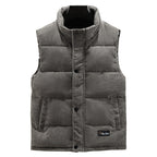 Men's High Collar Padded Corduroy Gilet
