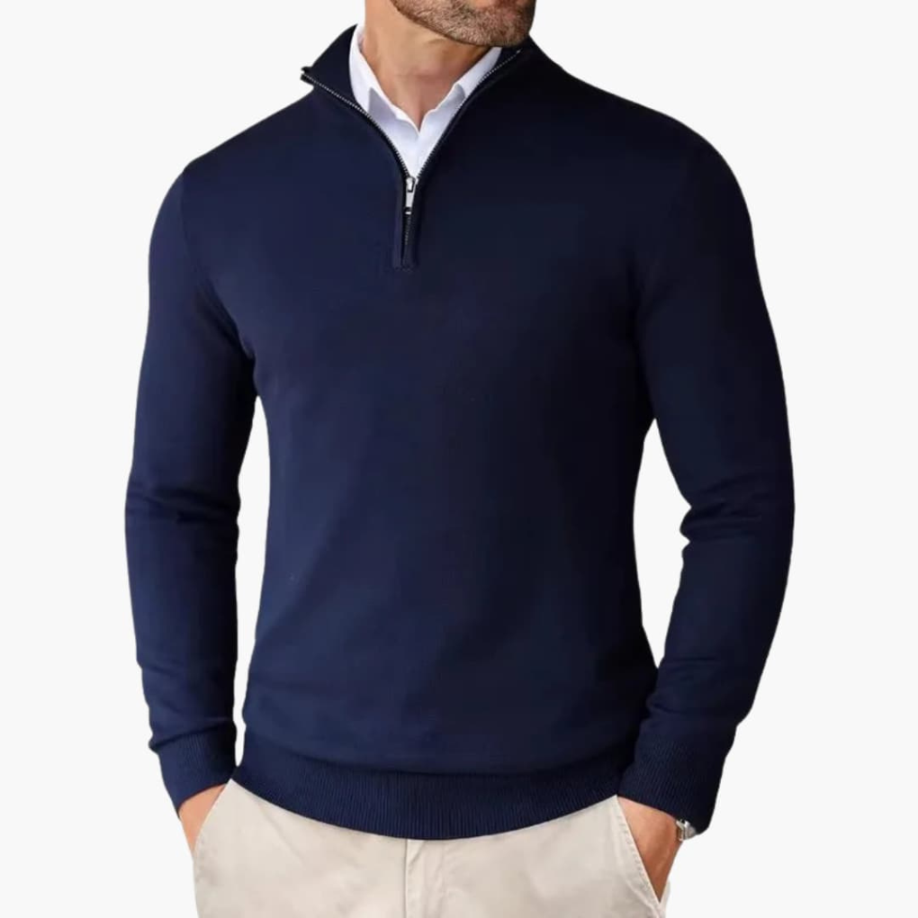 Men's Ribbed Hem Quarter Zip Jumper