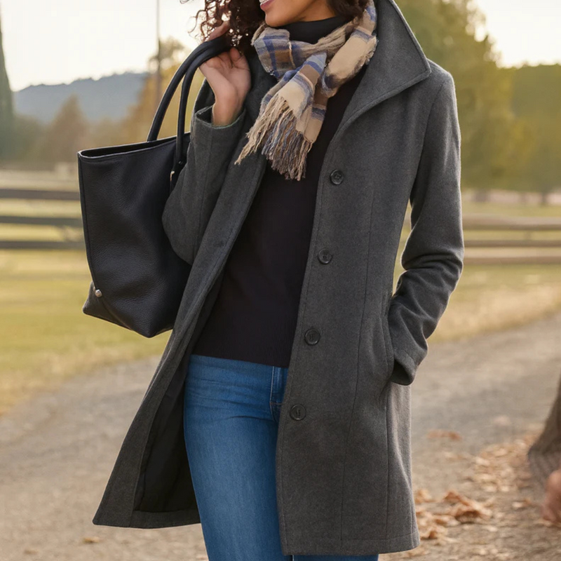 Women's Buttoned Classic Overcoat