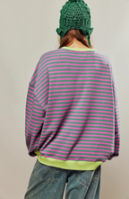 Women's Balloon-Sleeve Striped Sweatshirt