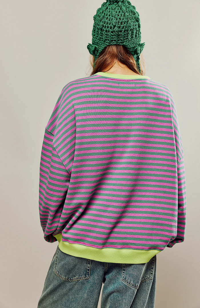 Women's Balloon-Sleeve Striped Sweatshirt