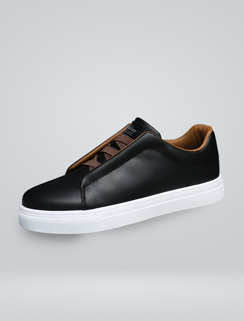 Men's Elastic Lace Leather Trainers