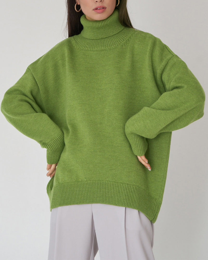 Women's Dropped-Shoulder Roll Neck Jumper
