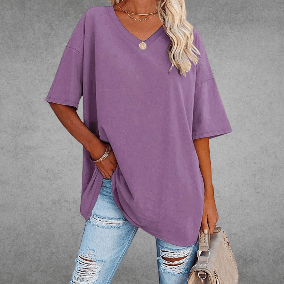 Women's Oversized V-Neck Summer Top