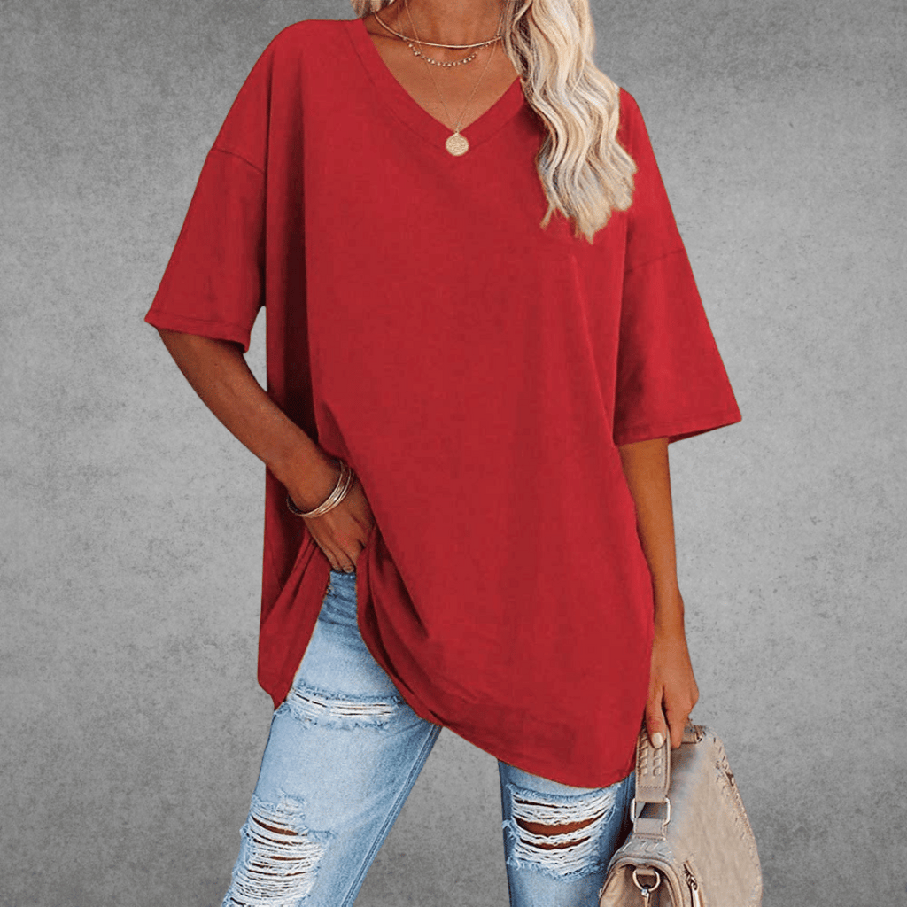 Women's Oversized V-Neck Summer Top
