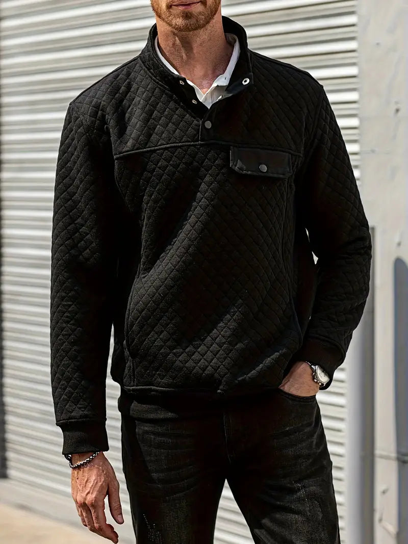 Men's Quilted Stand Collar Jumper