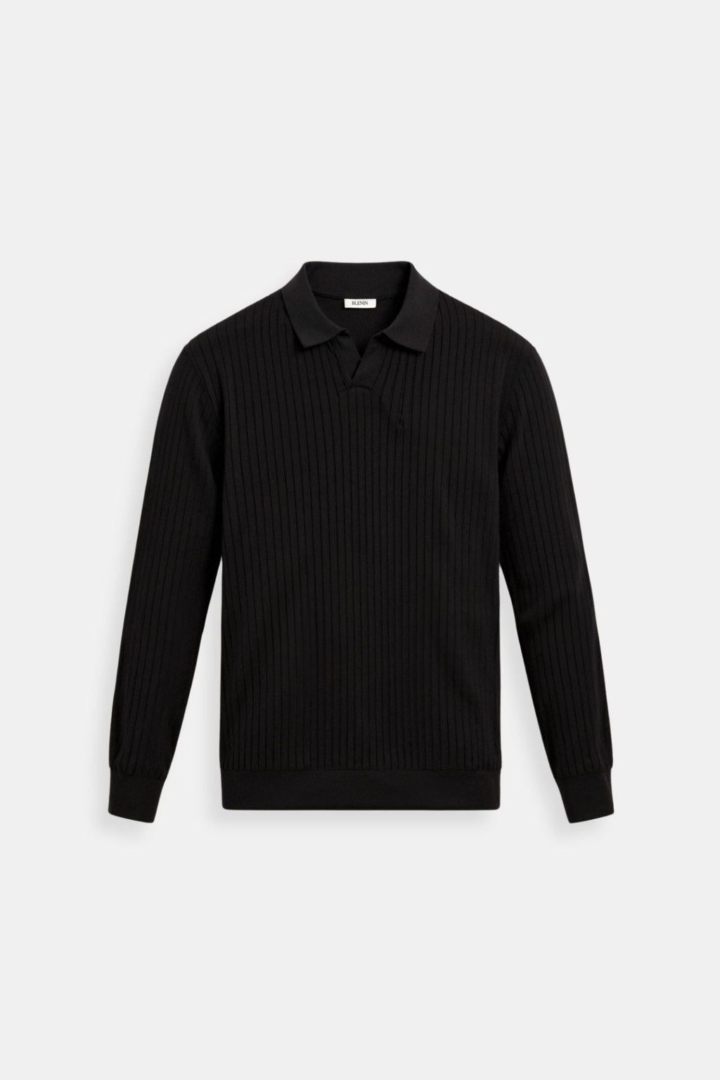 Men's Ribbed Knit Long Sleeve Polo