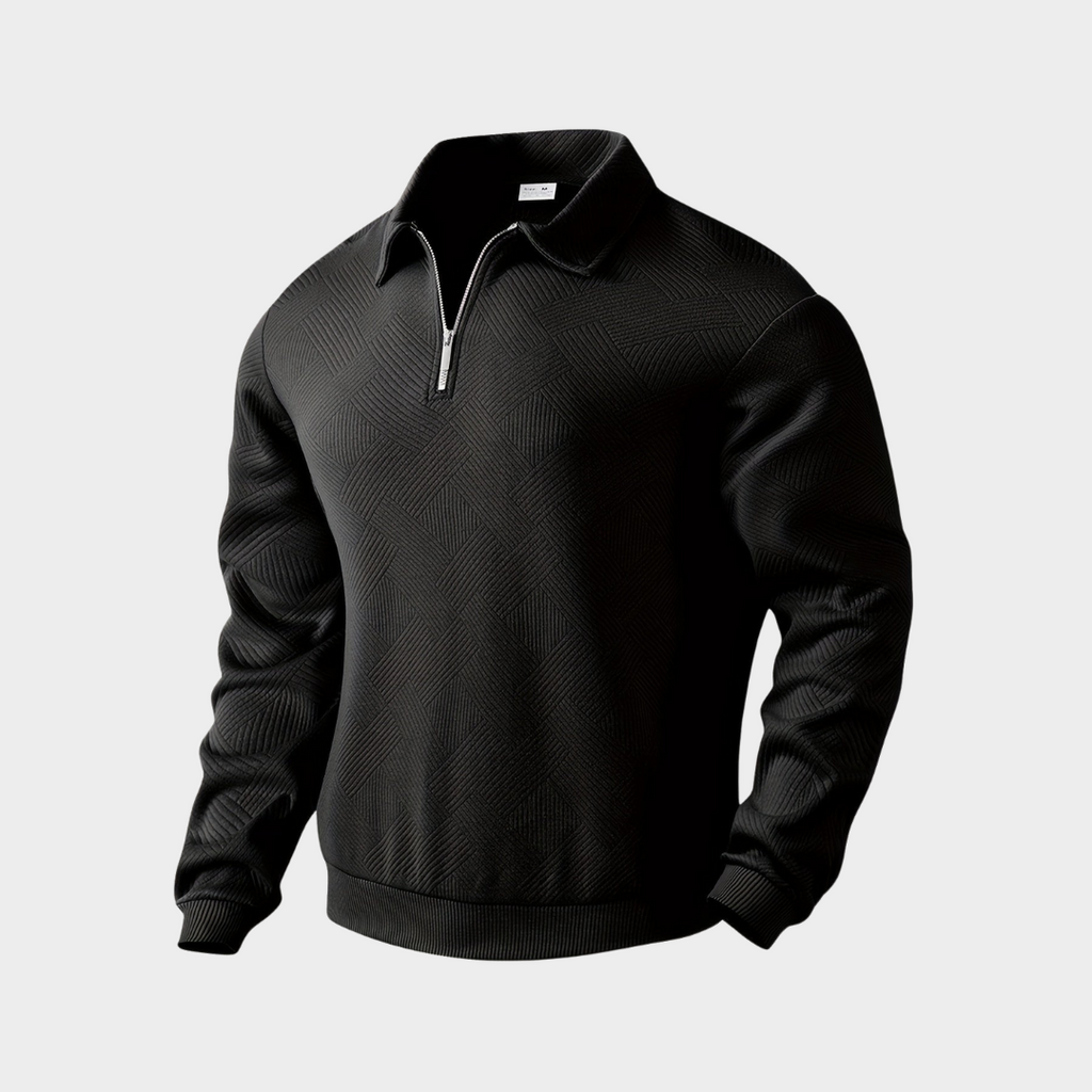 Men's Textured Half-Zip Polo Sweatshirt