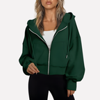 Women's Cropped Drawstring Zip Hoodie