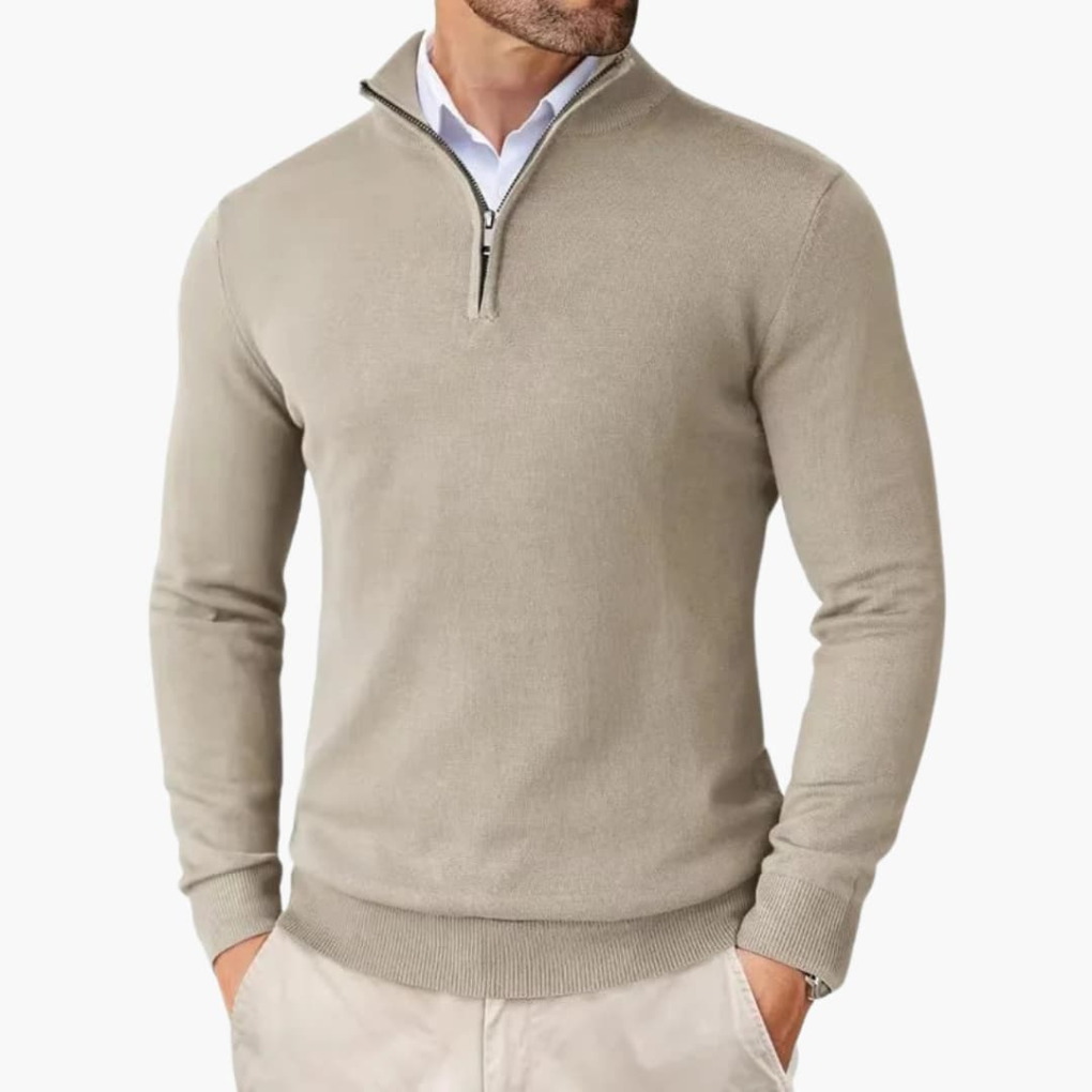 Men's Ribbed Hem Quarter Zip Jumper