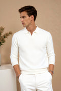 Men's Ribbed Knit Long Sleeve Polo