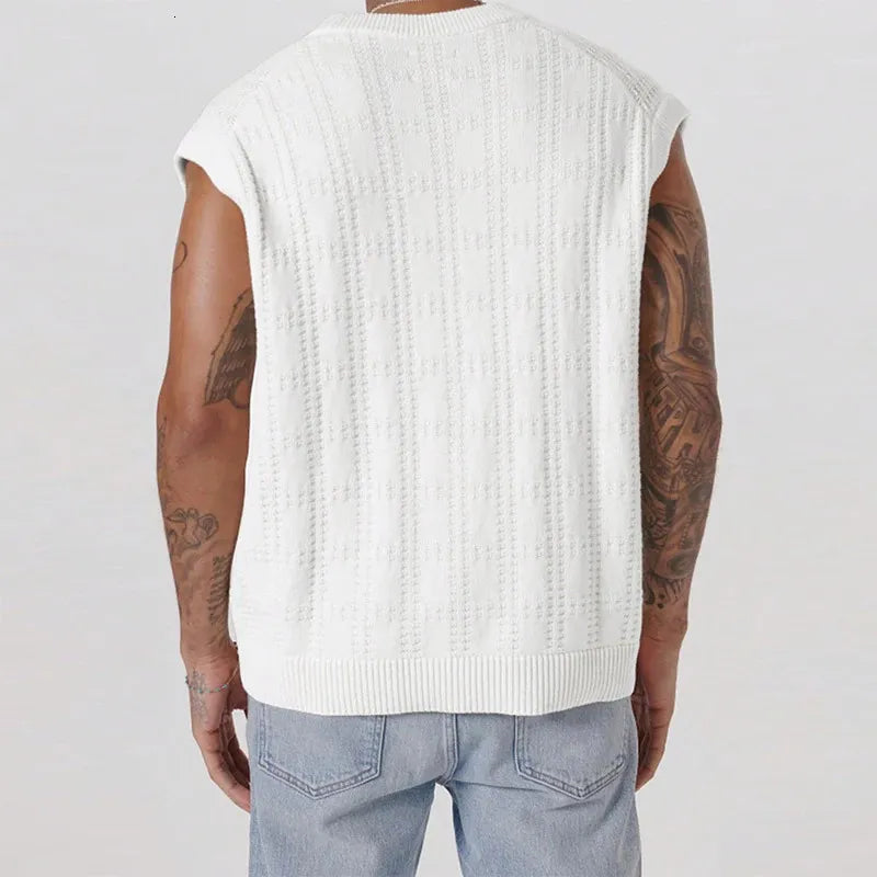 Men's Textured Button Knit Vest
