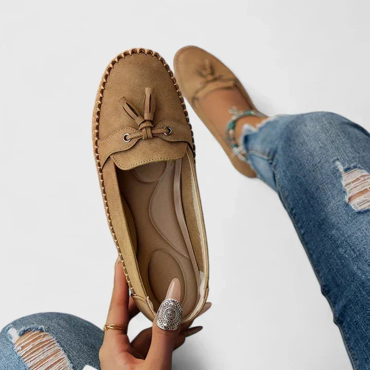 Women's Bow Suede Moccasin Loafers