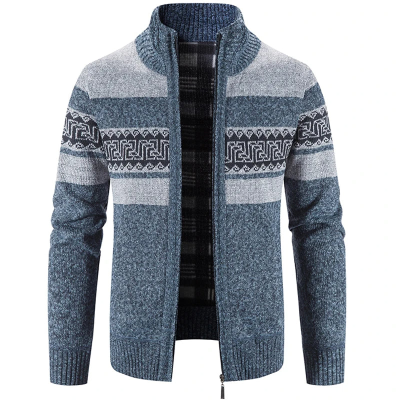 Men's Stand Collar Knit Jacket