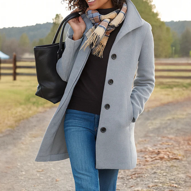 Women's Buttoned Classic Overcoat