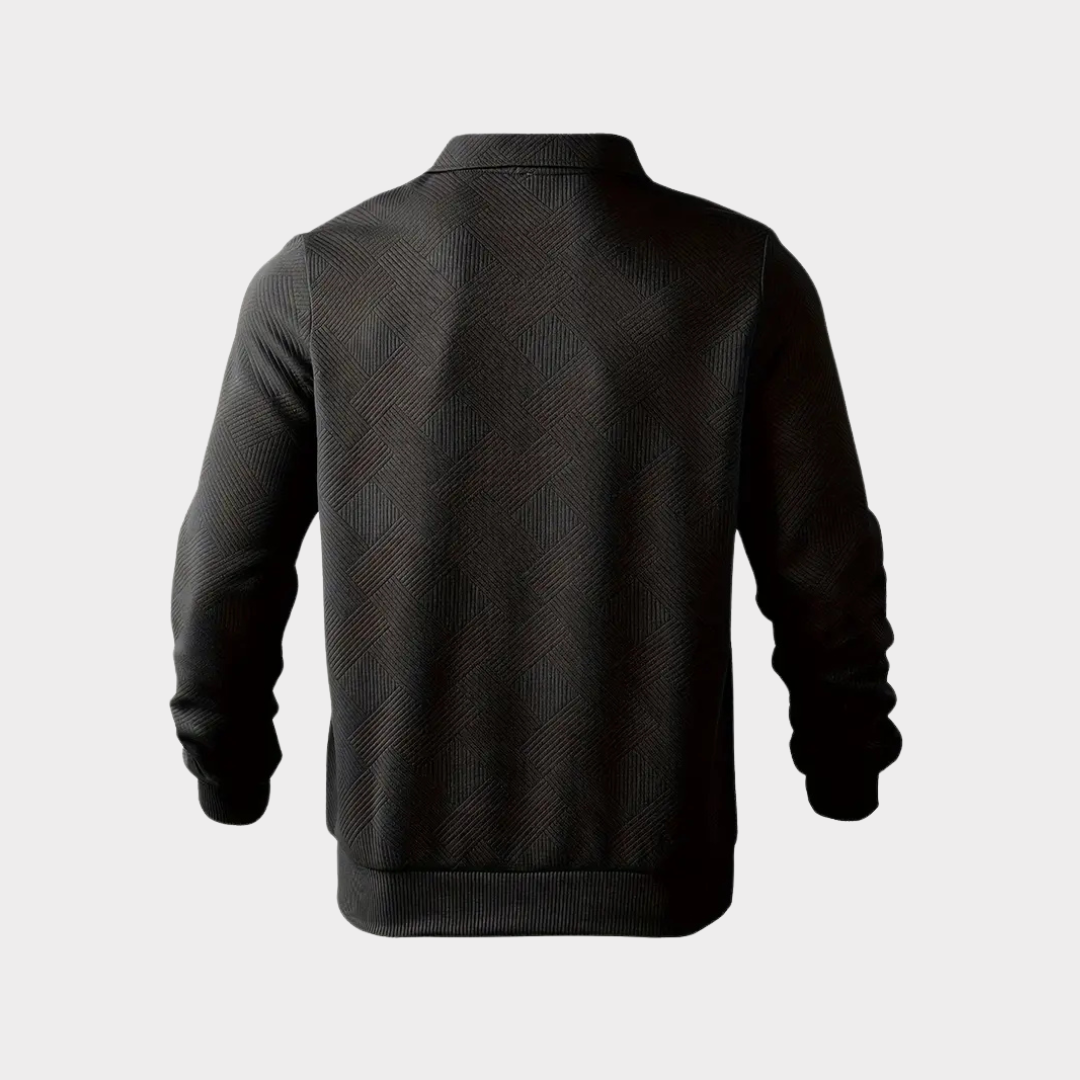 Men's Textured Half-Zip Polo Sweatshirt
