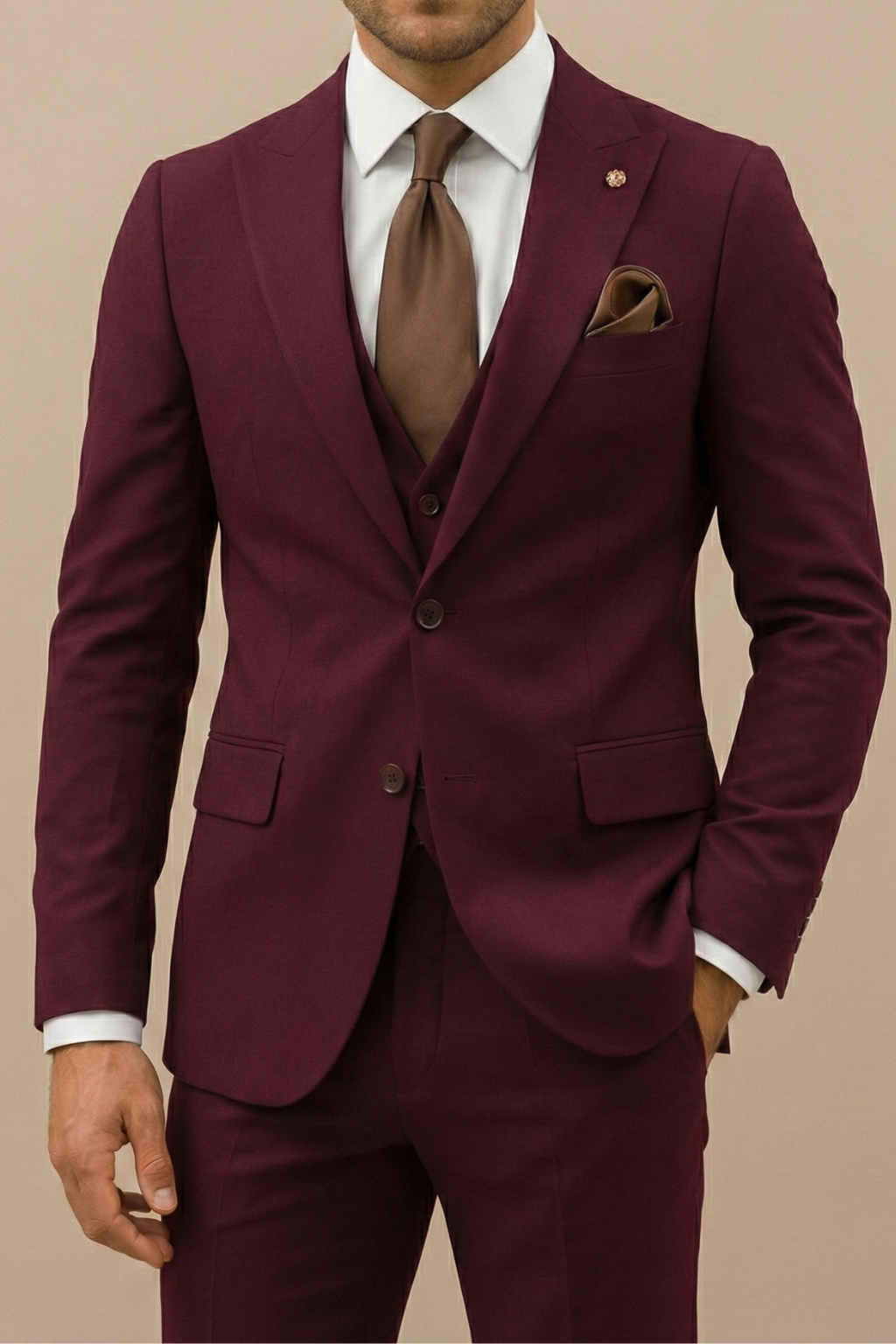 Men's Slim-Fit Wedding Three-Piece Suit
