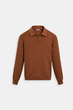 Men's Ribbed Knit Long Sleeve Polo