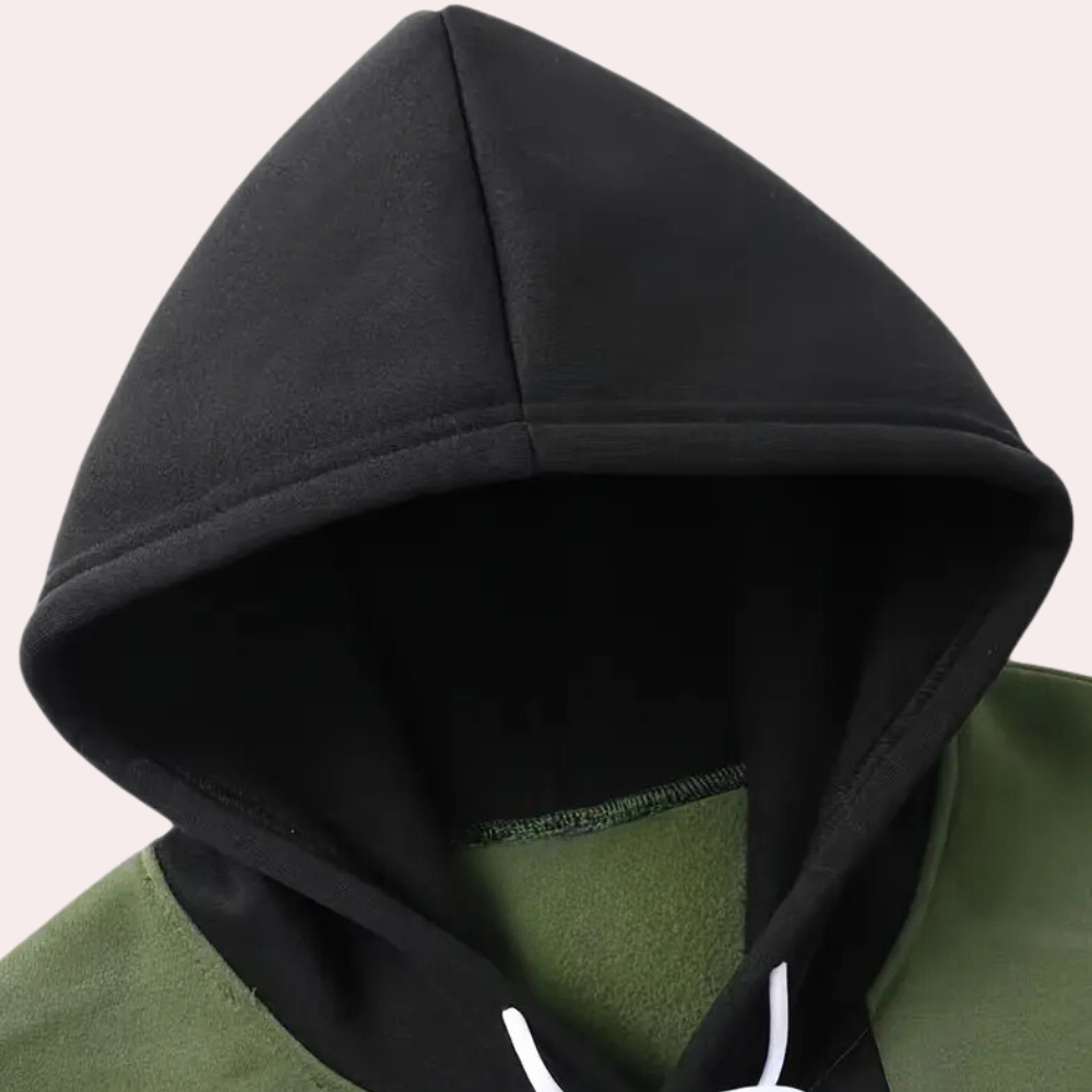 Men's Contrast Panel Drawstring Hoodie