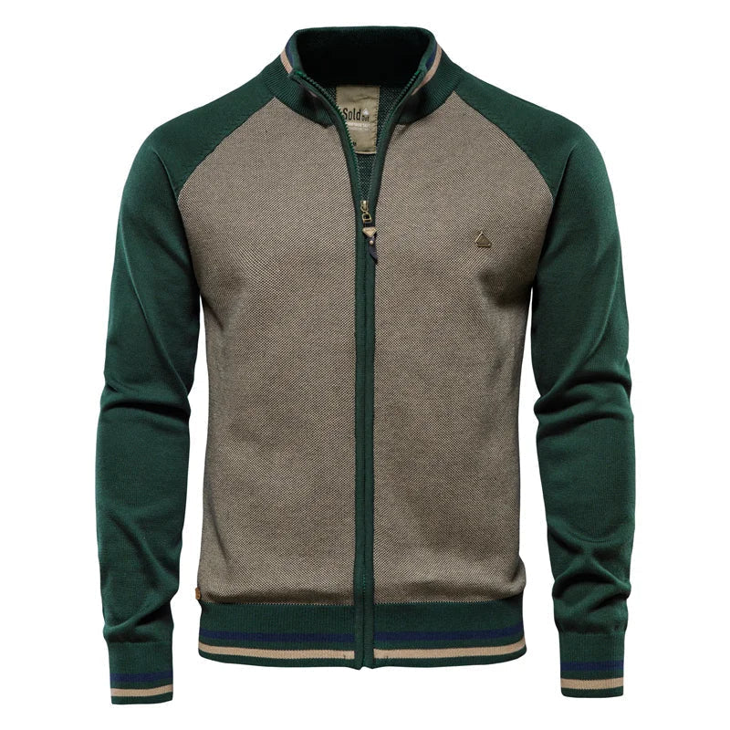 Men's Cotton Zip-Up Stand Collar Cardigan