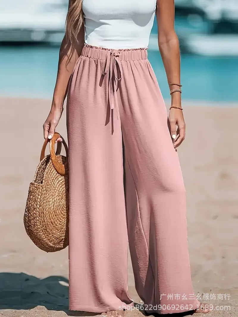 Women's Wide-Leg Tie-Waist Trousers