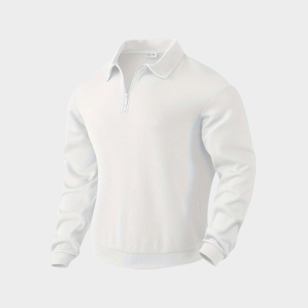 Men's Textured Half-Zip Polo Sweatshirt