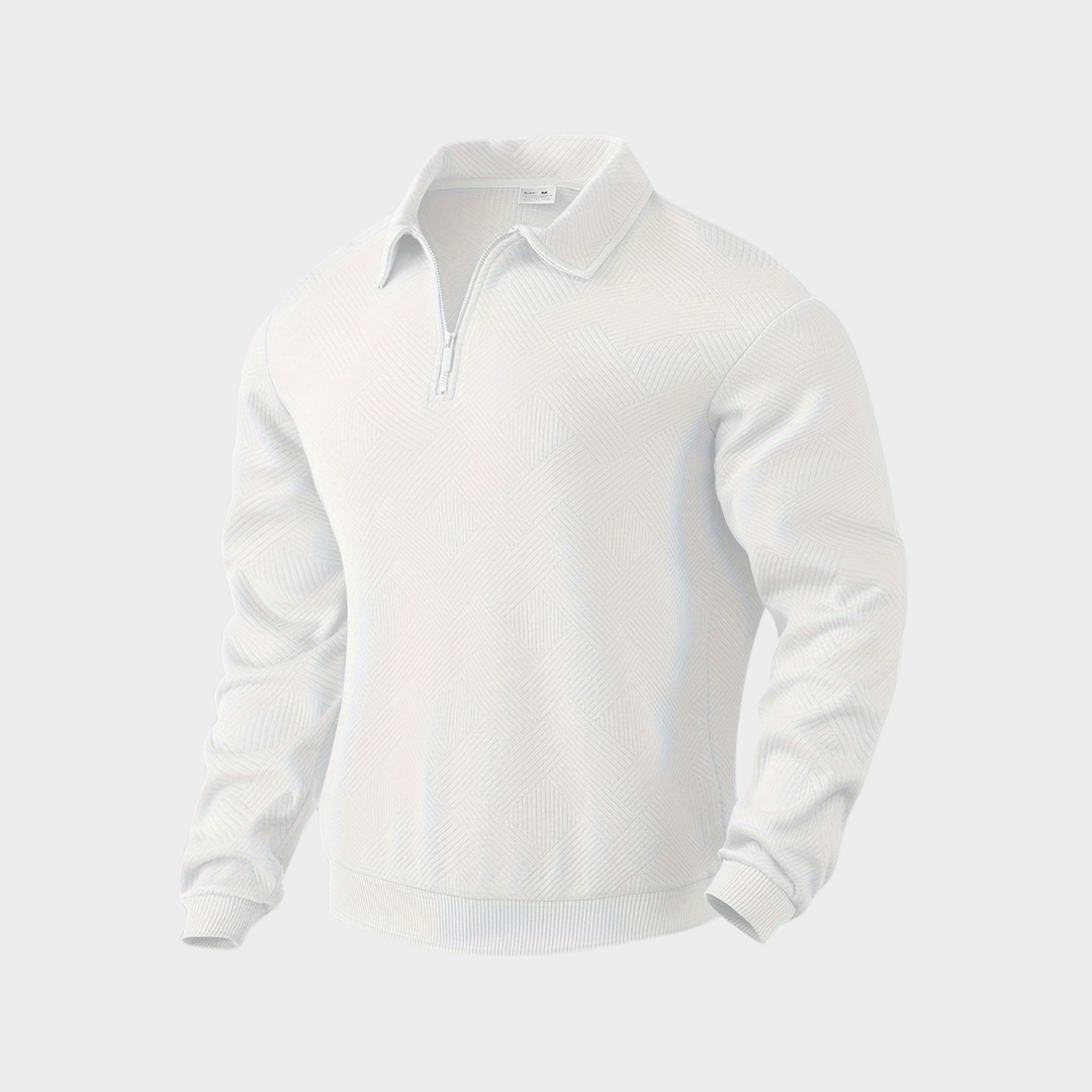 Men's Textured Half-Zip Polo Sweatshirt