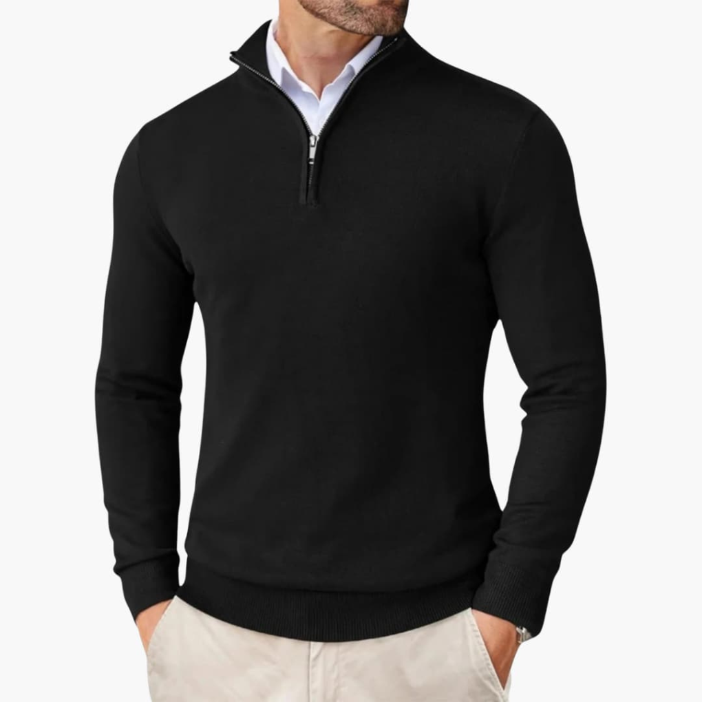 Men's Ribbed Hem Quarter Zip Jumper