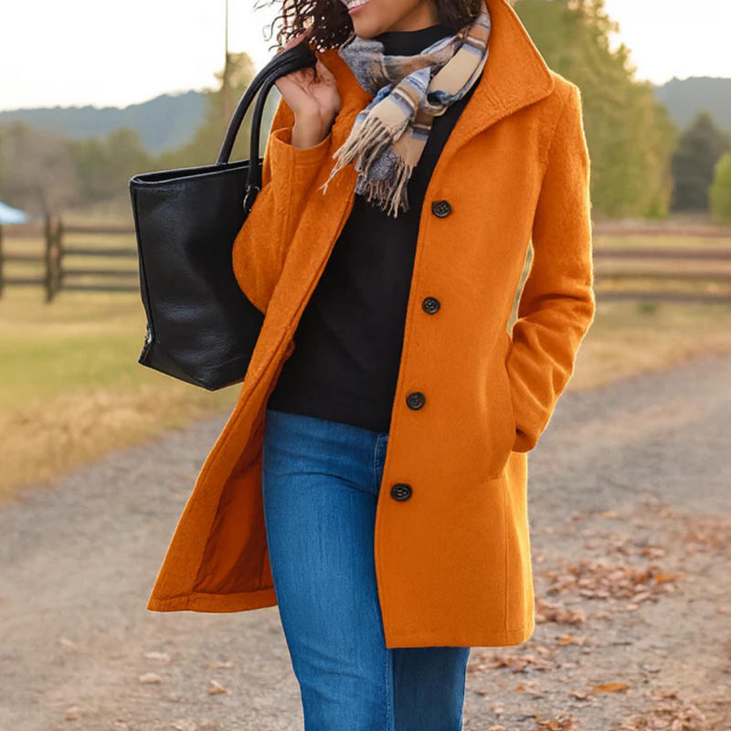 Women's Buttoned Classic Overcoat